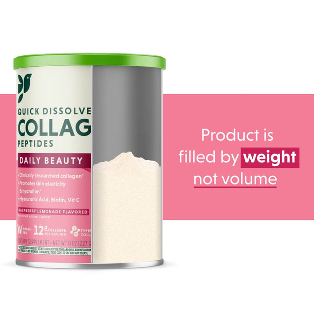 Great Lakes Quick Dissolve Collagen Peptides Daily Wellness Beauty Powder, Raspberry Lemonade (8 Oz)