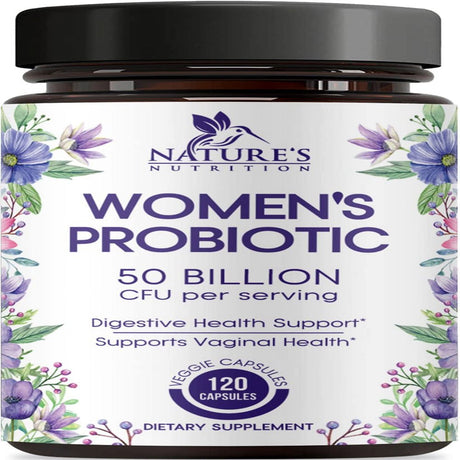 Probiotics for Women 4-In-1, 50 Billion CFU + Prebiotics, Vaginal Women'S Probiotic for Digestive, Ph, Urinary & Immune Health Support, No Gluten, Shelf Stable Probiotic Supplement - 120 Capsules