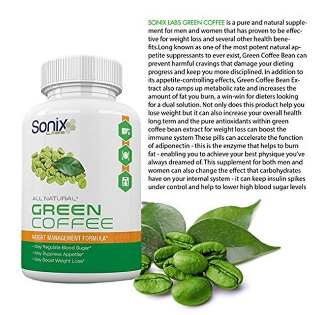 Sonix Labs- Green Coffee- Ultra Premium Weight Management Formula-Natural and Potent Weight Loss Pills for Men and Women – Burn Belly Fat – Metabolism Booster – Powerful Antioxidant