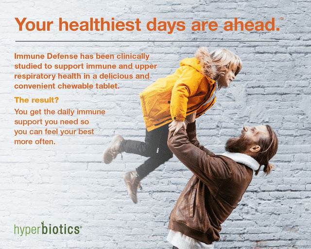 Hyperbiotics Immune Defense - Daily Probiotic - 3 Billion CFU - Natural Orange Flavor - 60 Chewable Tablets