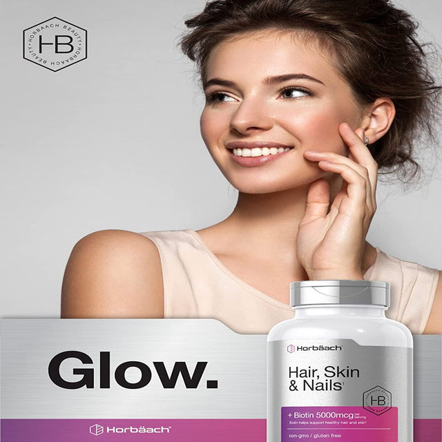 Hair Skin and Nails Vitamins | 150 Caplets | with Biotin and Collagen | by Horbaach