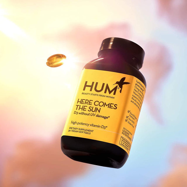 HUM Here Comes the Sun - Immune Support Supplement with Vitamin D to Support a Healthy Immune System & Calcium Absorption - Vegan Vitamin D3 to Support Radiant Skin, Mood + Bone Health 30 Softgels