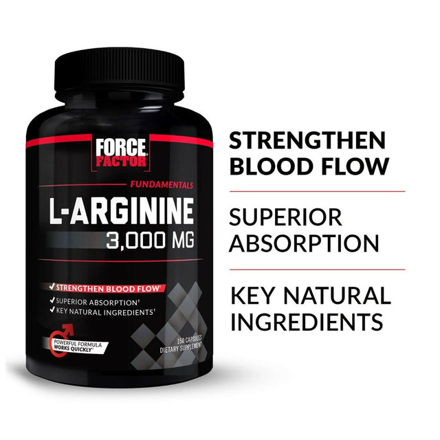 Force Factor L-Arginine 3000 MG, Circulation Boost - 150 Capsules