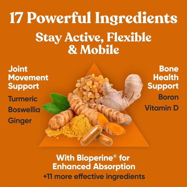 Primal Joint & Mobility Support - Advanced Joint Support Supplement for Women and Men - Turmeric, Boswellia, Ginger and Boron for Whole-Body Flexibility, Joint Health & Comfort - 60 Veg Soft Capsules