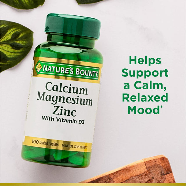 Nature'S Bounty Calcium, Magnesium, Zinc Coated Caplets for Bone Health, 100 Ct