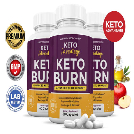 (3 Pack) Keto Advantage Keto Burn Pills Includes Apple Cider Vinegar Gobhb Exogenous Ketones Advanced Ketogenic Supplement Ketosis Support for Men Women 180 Capsules