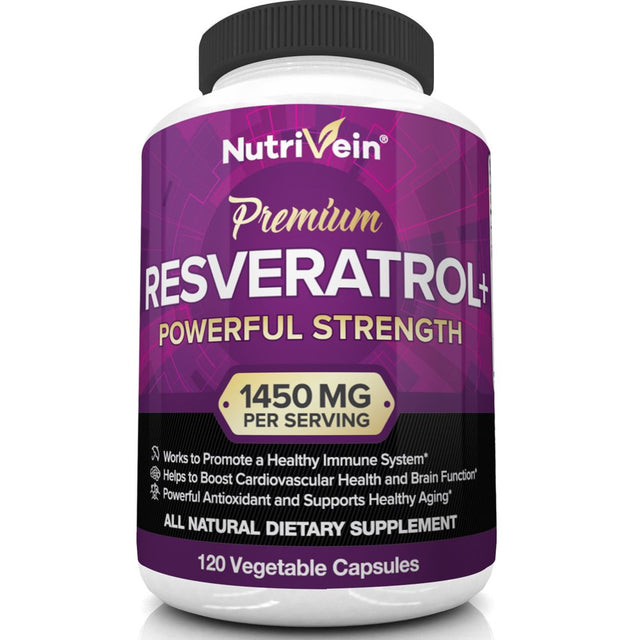 Nutrivein Resveratrol 1450Mg - anti Aging Antioxidant Supplement 120 Capsules