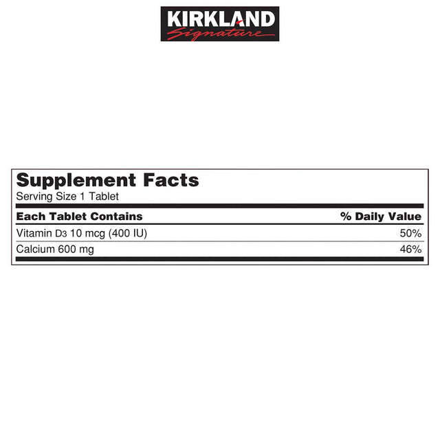 Kirkland Signature Calcium plus Vitamin D3 - 500 Tablets