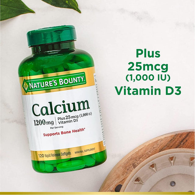 Nature’S Bounty Calcium plus 1000 IU Vitamin D3, Immune Support & Bone Health, Softgels, 120 Ct (2-Pack)