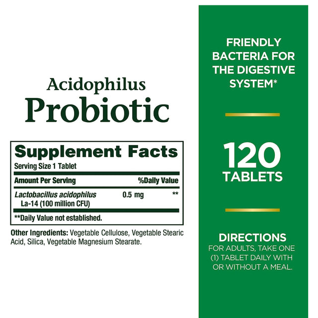 Nature’S Bounty Acidophilus Probiotic, Daily Probiotic Supplement, Supports Digestive Health, 2 Pack, 120 Tablets Each Bottle (240 Tablets Total)