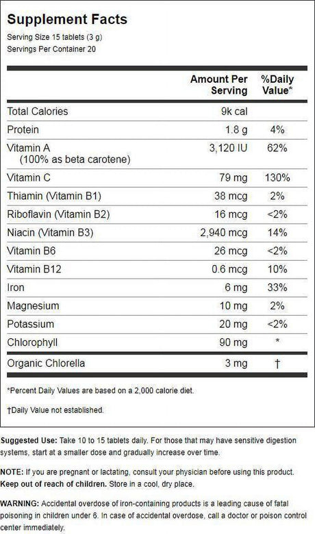 Green Foods - Organic Chlorella 200 Mg. - 300 Tablets