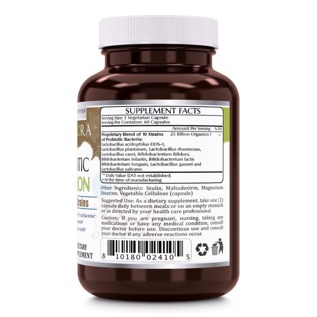 Amazing Flora Probiotic 25 Billion with 10 Best Probiotics Strains Including Acidophilus, Plantarum, Rhamnosus Etc * Supports Digestive & Immune Health * 60 Veggie Capsules