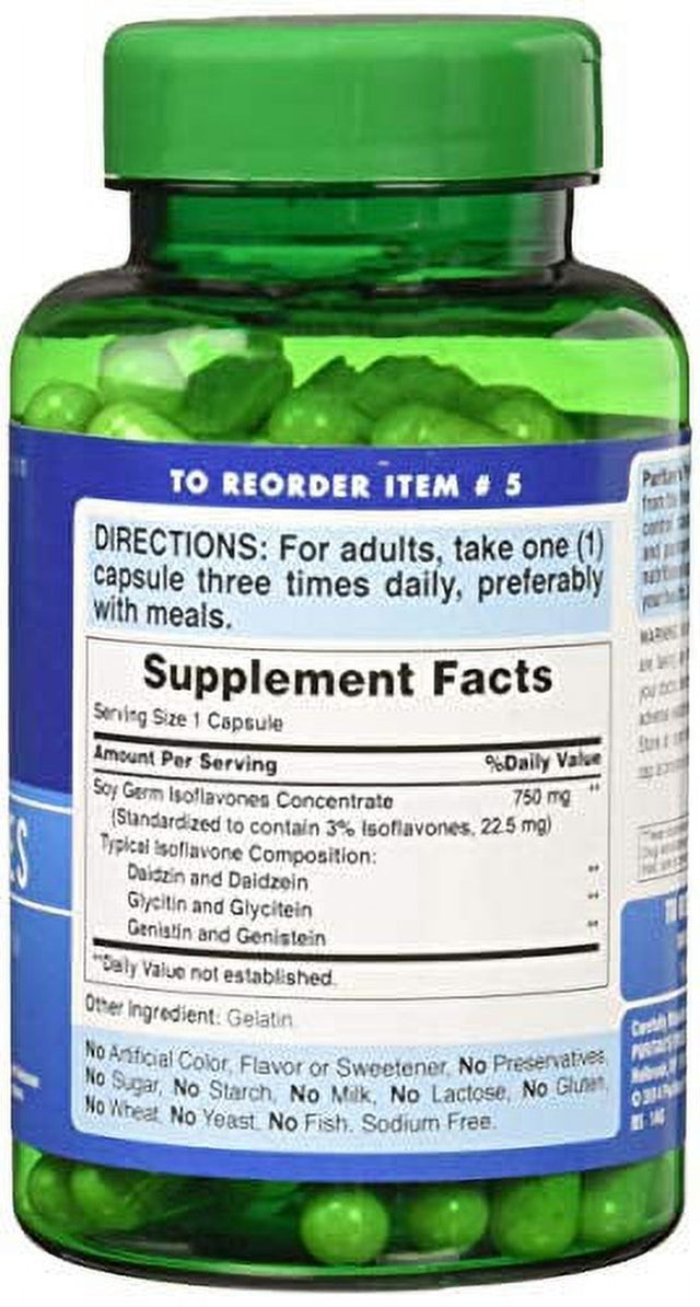 Puritans Pride Non-Gmo Soy Isoflavones Capsule 750 Mg, May Help with Hot Flashes in Menopausal Women*, 120 Ct