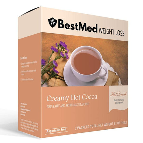 Bestmed Weight Loss – High Protein 12G | Instant Hot Drink | Creamy Hot Cocoa | 7/Box | Weight Loss, KETO Diet Friendly, Hunger Control | Aspartame Free, Low Calorie, Low Carb, Low Sugar