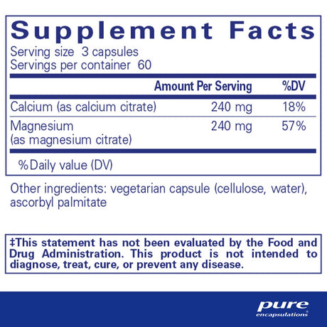 Pure Encapsulations Calcium Magnesium (Citrate) | Supplement for Bone Strength, Muscle Cramp and Tension Relief, Teeth, and Cardiovascular Health* | 180 Capsules