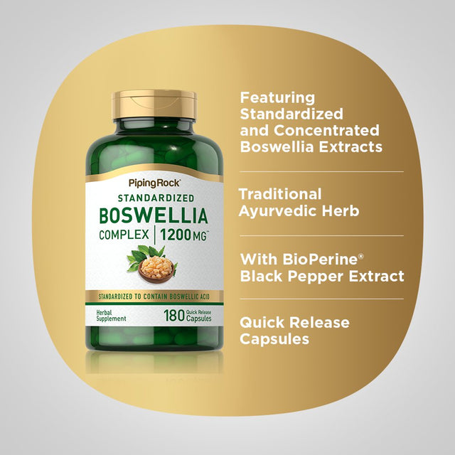 Boswellia Serrata 1200Mg | 180 Extract Capsules | Herbal Supplement | with Bioperine | by Piping Rock