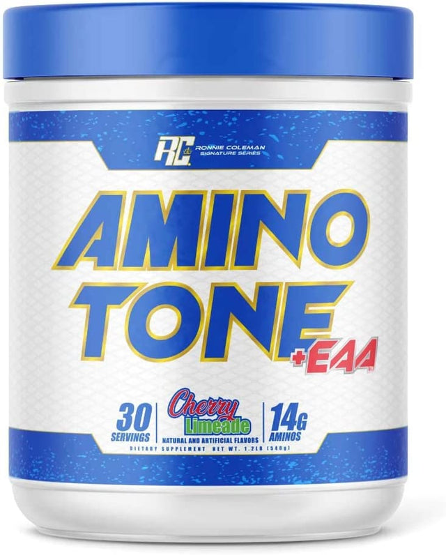 Ronnie Coleman Signature Series Amino-Tone Eaas Amino Acids Powder with Bcaas, Hydration Essential Amino Acids Post Workout Muscle Recovery, Cherry Limeade, 30 Servings