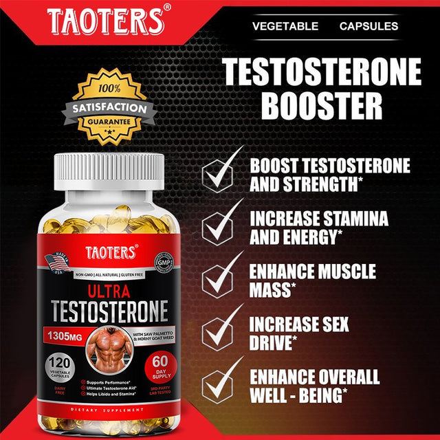 TAOTERS Natural Testosterone Booster - Increase Energy, Improve Muscle Strength & Growth