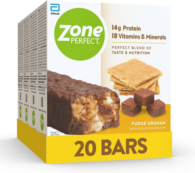 Zoneperfect Protein Bars | 14G Protein | 18 Vitamins & Minerals | Nutritious Snack Bar | Fudge Graham | 20 Bars