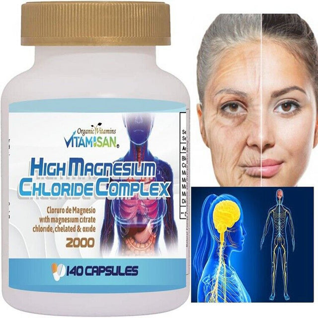 HIGH Cloruro De Magnesium Magnesium Chloride High Absorption 140 Caps