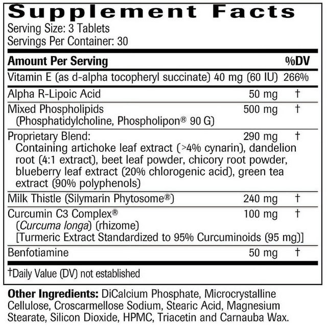 Natural Wellness Clinical Liver Support - Patented Milk Thistle, Curcumin & Alpha R-Lipoic Acid - 12 Natural Ingredients for Maximum Absorption - 90 Tablets: 30-Day Supply