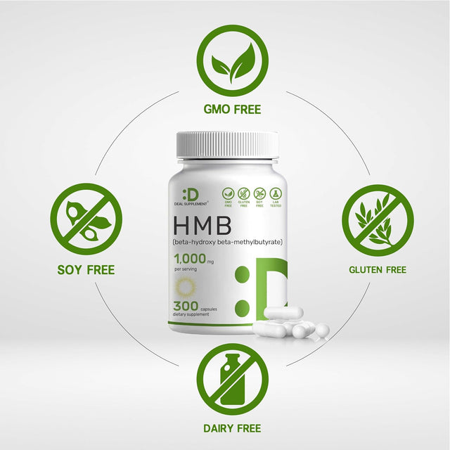 DEAL SUPPLEMENT Ultra Strength HMB Supplements 1000Mg per Serving, Third Party Tested | Supports Muscle Growth, Retention & Lean Muscle Mass | Fast Workout Recovery