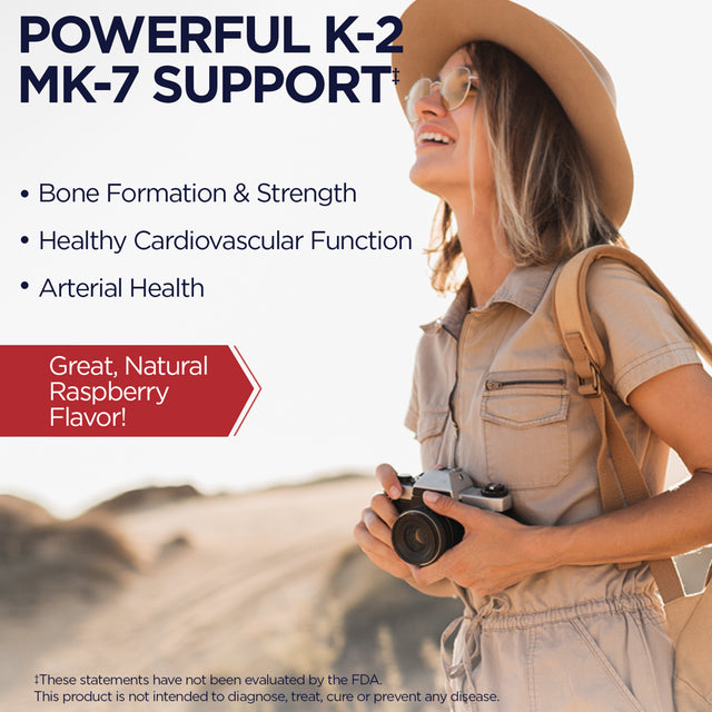 KAL Vitamin K-2 MK-7 Activmelt | Natural Raspberry Flavor | Bone & Cardiovascular Function Support | No Sugar Added | Lab Verified | 60 Micro Tablets