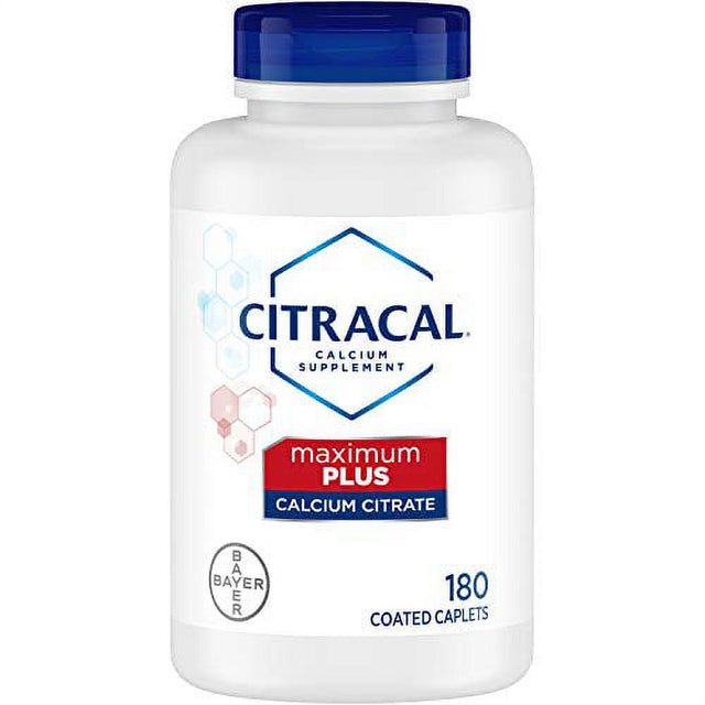 Citracal Maximum plus Highly Soluble, Easily Digested, 630 Mg Calcium Citrate with 1000 IU Vitamin D3, Bone Health Supplement for Adults, Caplets, 180 Count