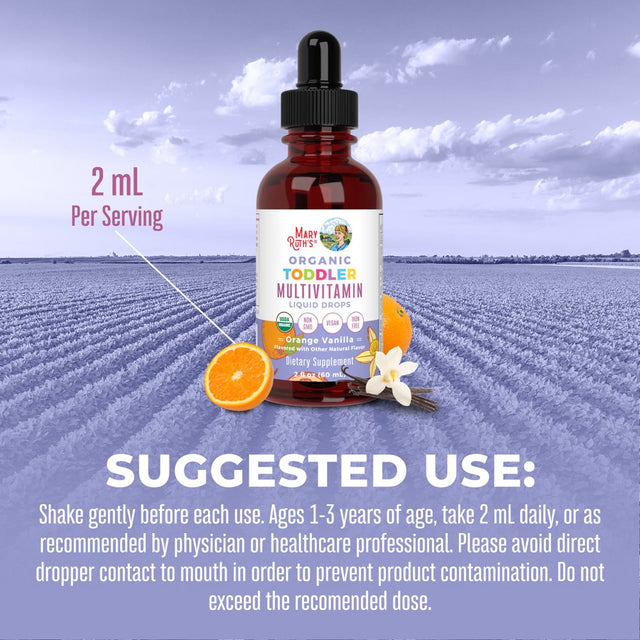 Maryruth'S USDA Organic Multivitamin Liquid Drops for Kids 1-3 | Iron-Free | Orange Vanilla Flavor | Vegan, Non-Gmo | 2 Fl Oz / 60 Ml