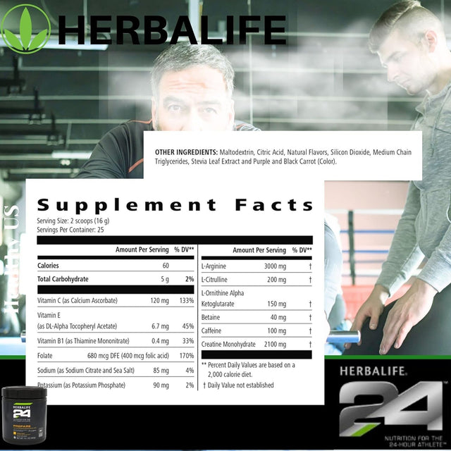 Herbalife HERBALIFE24 Prepare: Tropical Mango (400 G), Nutrition for the 24-Hour Athlete, Nitric Oxide Precursor and Creatinine Supplement System, Natural Flavor, No Artificial Sweetener