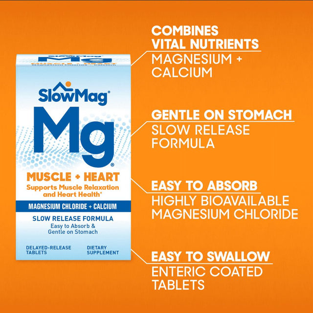 Slowmag® Mg Muscle + Heart Magnesium Chloride Supplement Tablets with Calcium 120 Ct