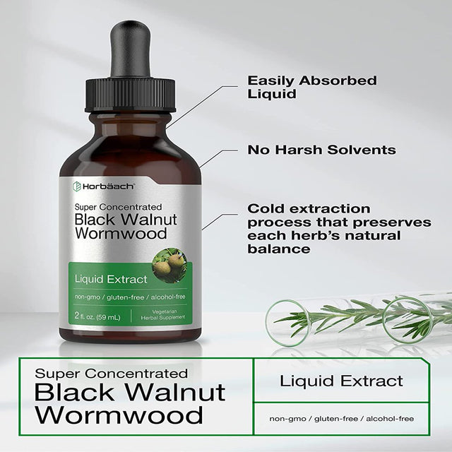 Black Walnut Wormwood Liquid Extract | 2 Oz | Vegtarian | by Horbaach