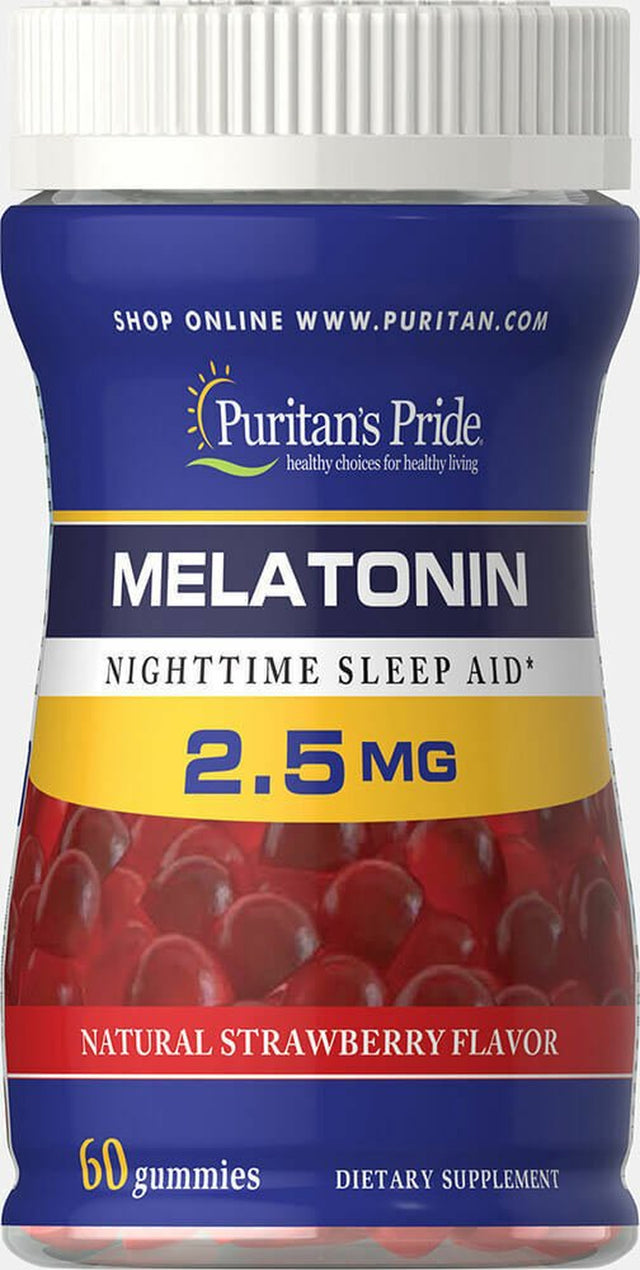 Puritan'S Pride Melatonin Gummy 2.5 Mg Strawberry Flavor Sleep Aid Relax Mood (2 PACK)