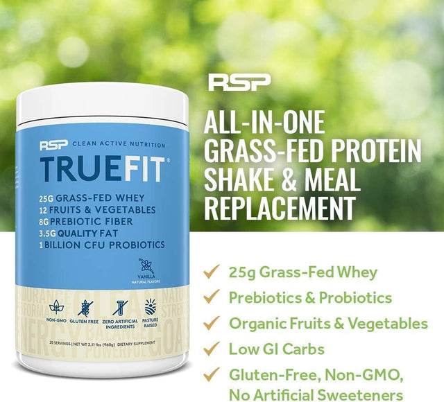 RSP NUTRITION Truefit Protein Powder (Vanilla 2 LB) with Aminolean Pre Workout Energy (Pink Lemonade 30 Servings)