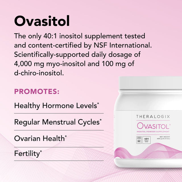 Theralogix Ovasitol Inositol Powder - 180 Servings - Myo-Inositol D-Chiro Inositol for Hormone Balance Ovarian Function Support* - NSF Certified