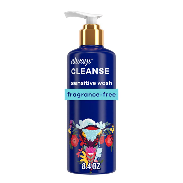 Always Cleanse Sensitive Wash for Intimate Skin, Fragrance-Free, 8.4 Fl Oz