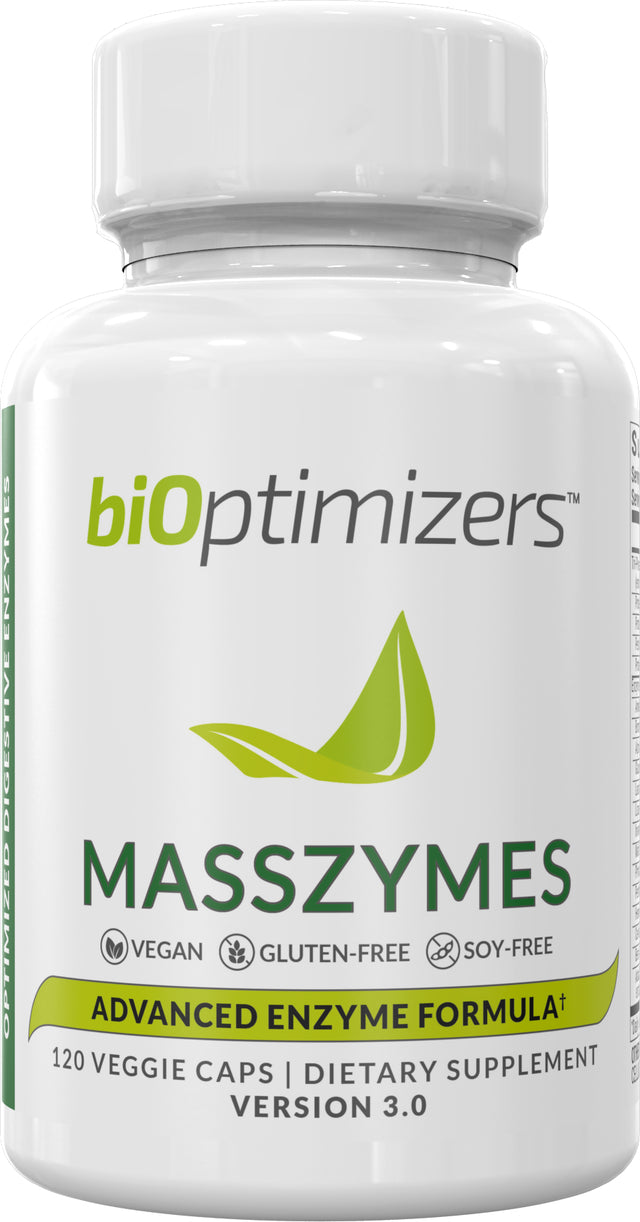 Bioptimizers - Masszymes 3.0 with Astrazyme - Digestive Enzyme Supplement for Better Absorption - Relief from Bloating, Constipation, and Gas - Contains Lipase, Amylase, and Bromelain, 120 Capsules