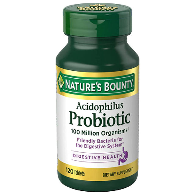 Nature’S Bounty Acidophilus Probiotic, Daily Probiotic Supplement, Supports Digestive Health, 2 Pack, 120 Tablets Each Bottle (240 Tablets Total)