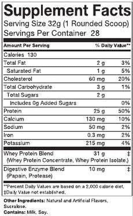 Whey Protein Cinnamon Cereal Milk 2Lbs 25G per Servings 28 Servings per Container