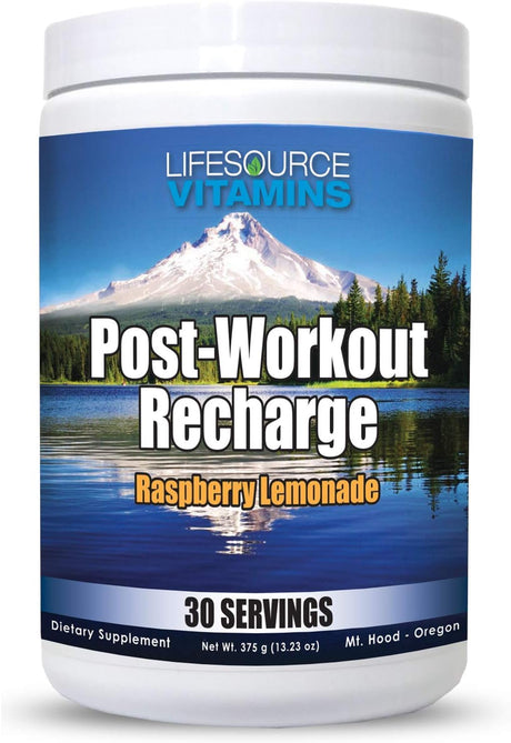 Lifesource Vitamins Post Workout Recharge with Bcaas, Glutamine, Citrulline, Raspberry Lemonade 13.23 Oz. Powder