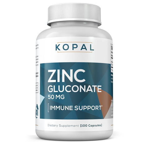 Kopal – 50Mg Zinc Gluconate – USA Made - Zinc Vitamin Supplements for Superior Immune Support, Recovery and Acne Defense – Gluten Free Non-Gmo Capsules