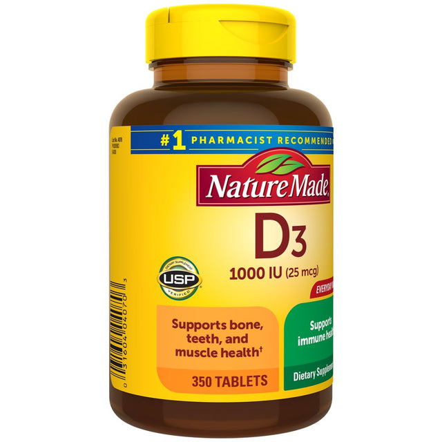 Nature Made Vitamin D3 1000 IU (25 Mcg) Tablets, Dietary Supplement for Bone and Immune Health Support, 350 Count