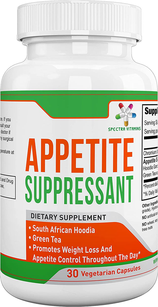 Appetite Suppressant 30 Capsules - S. African Hoodia and Green Tea Extract Control Appetite, Support Weight Loss, Increase Energy and Metabolism, Made in USA