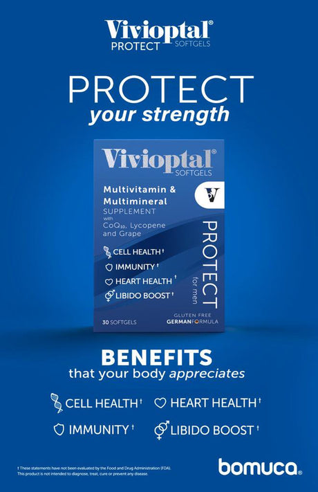 Vivioptal Protect Para Hombres 30 Capsulas Multivitamina Y Suplemento Multimineral Coq10 Lycopene Resveratrol B-Experts/Pcgi