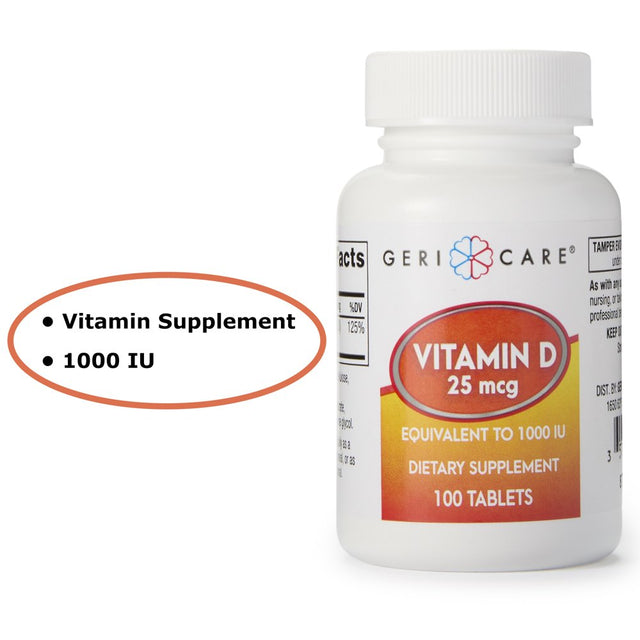 Geri-Care Vitamin D Tablet 1000 IU 876-01-GCP 1 Bottle, 100 per Bottle