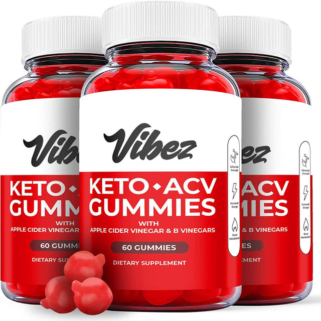 (3 Pack) Vibez Keto ACV Gummies - Supplement for Weight Loss - Energy & Focus Boosting Dietary Supplements for Weight Management & Metabolism - Fat Burn - 180 Gummies