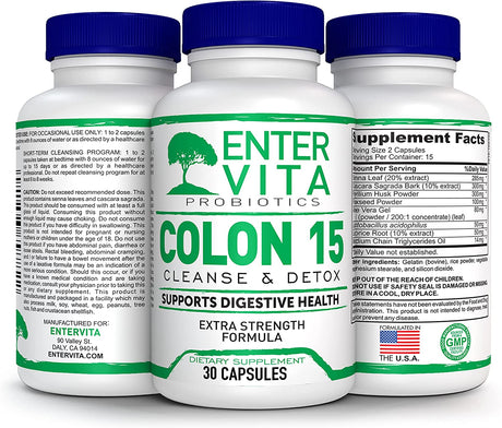 Colon Cleanser & Detox - 15-Day Gut Cleanse with Probiotics & Herbs - Promotes Digestion, Bowel Movements & Energy - Non-Irritating Formula - 30 Capsules