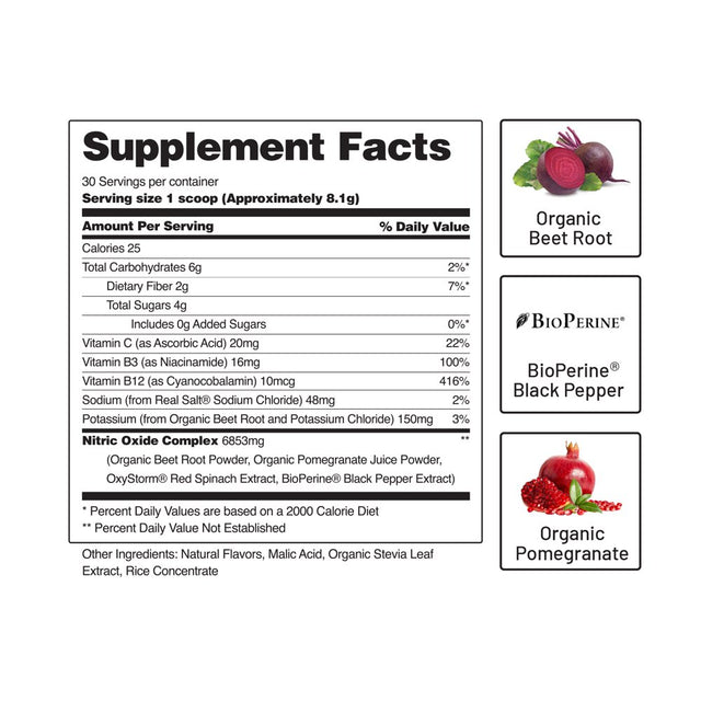 Snap Supplements Beet Root Organic Nitric Oxide Powder with Amino Acids, Cardio Health Support and Natural Energy, 250G, 2-Pack