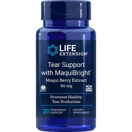 Life Extension Tear Support with Maquibright 60Mg - Maqui Berry Extract Eye Health Supplement for Dry Eyes - Tear Production Formula - Non-Gmo, Gluten-Free, Vegetarian - 30 Capsules