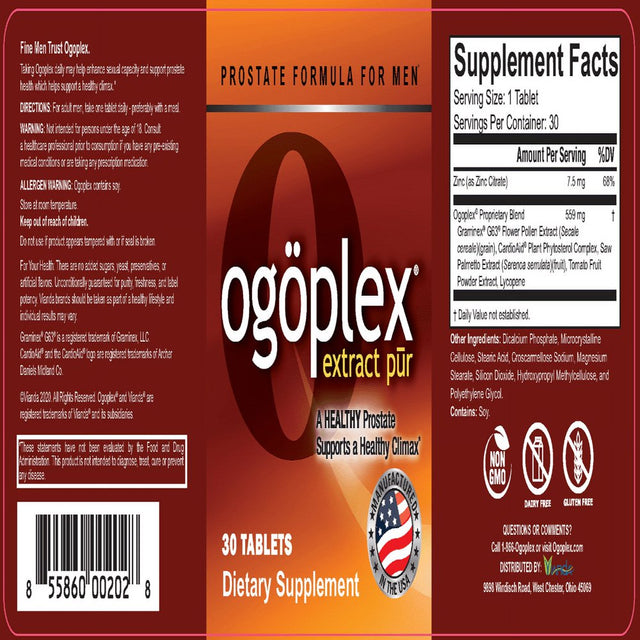 Ogoplex Prostate Health & Urinary Support Supplement for Men - Graminex G63 Swedish Flower Pollen, Saw Palmetto, Cardioaid Plant Phytosterol Complex, Tomato Fruit, & Lycopene - 30 Tablets (6 Pack)